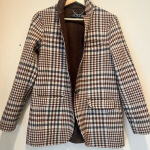 J. Crew Women's Checkered Blazer in Brown and Cream